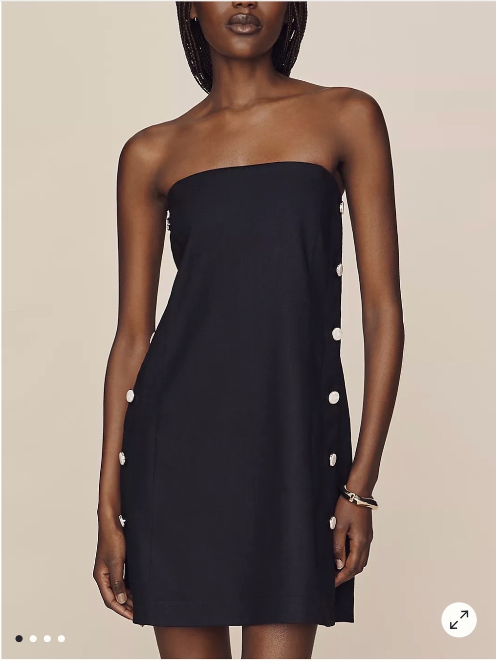 Mauve Black Strapless Side-Button Shift Dress